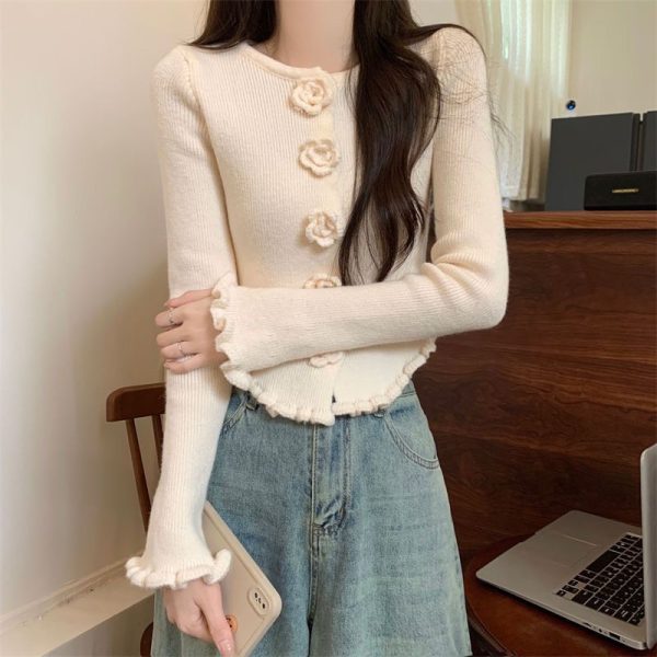 Inner Flower Long Sleeve Sweater Bottoming Shirt Top - Image 6