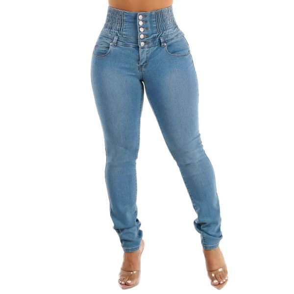 European And American Stretch Slimming Jeans Women's Button - Image 5