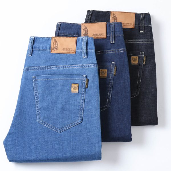 Summer Ultra-thin Tencel Men's Loose Straight Light Blue Thin And Comfortable Jeans - Image 2