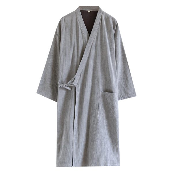 Japanese-style Kimono Pajamas Lace-up Bathrobe Men's Spring And Summer Thin Pure Cotton - Image 5