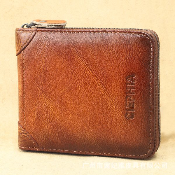 Men's Wallet Leather Short Anti-theft Swiping Zipper Multifunctional - Image 7