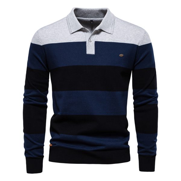 Men's Long Sleeve Polo Collar Sweater Slim Lapel - Image 8