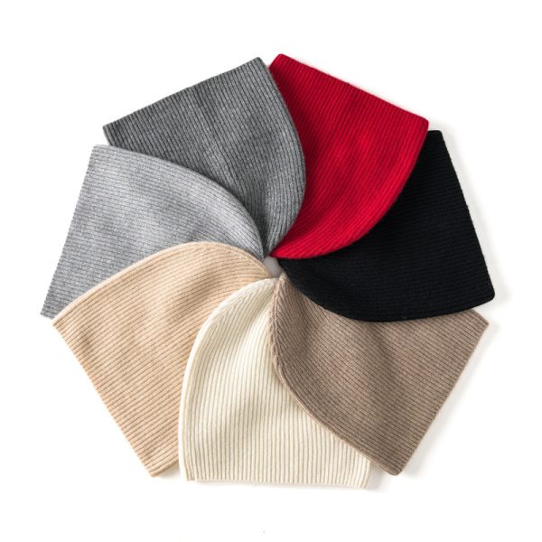 Pure Cashmere Knitted Wool Hat All-match Bag Cap Sleeve Cap All-match Casual Shopping Cashmere Hat - Image 2