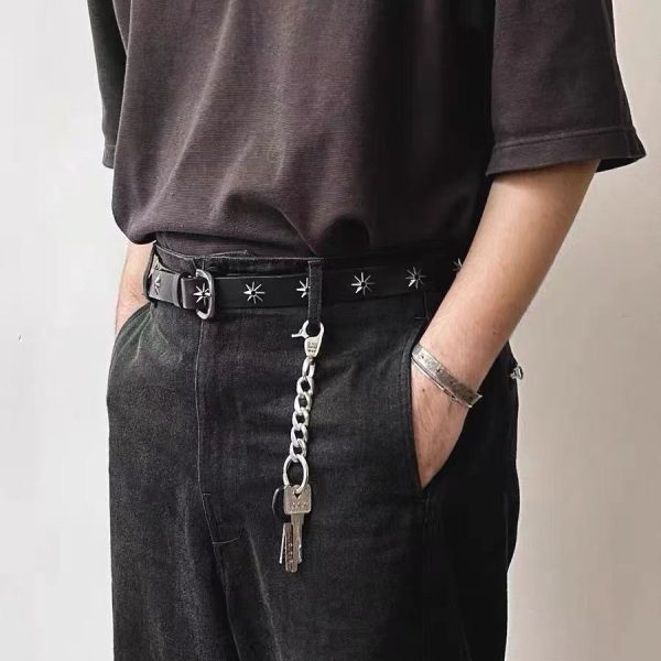 DIY Star Simple Black Retro Metal Men's Distressed Belt - Image 4