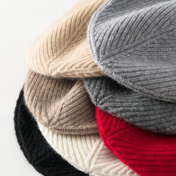 Pure Cashmere Knitted Wool Hat All-match Bag Cap Sleeve Cap All-match Casual Shopping Cashmere Hat - Image 3