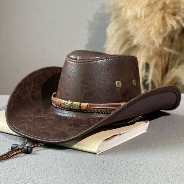 Leather Retro Ethnic Style Western Denim Hat - Image 2