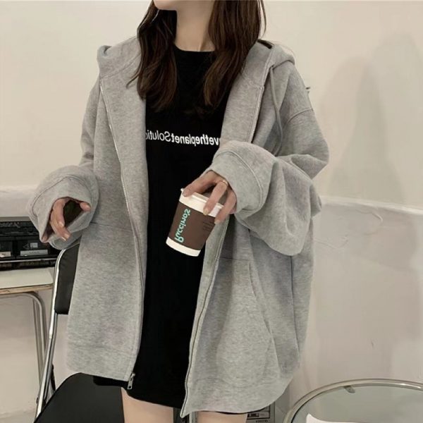 Sweater Coat For Women Spring And Autumn Outer Wear Loose And Idle Printed Hooded - Image 3