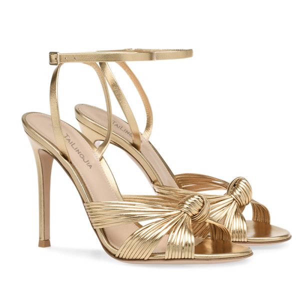 European And American Ladies Plus Size Light Gold PU Stiletto Heels