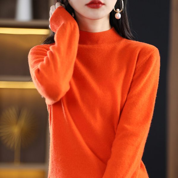 Loose Slimming Thickened New Wool Women's Half Turtleneck Knitted Sweater - Image 10