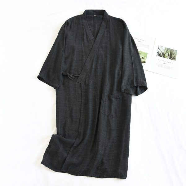 Japanese Style Lace-up Kimono Pajamas Men's Spring And Summer Pure Cotton Thin - Image 2