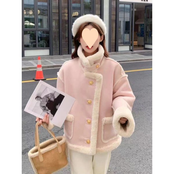 Women's Korean Suede Motorcycle Clothing Berber Fleece Coat - Image 3