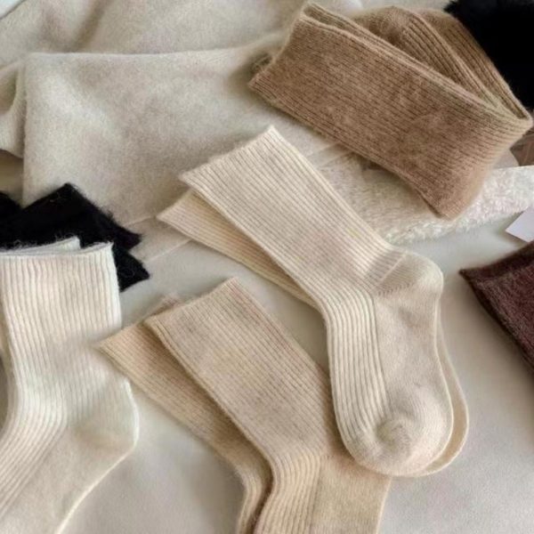 Pure Color All-matching Thickened Thermal Middle Tube Wool Socks Children - Image 2