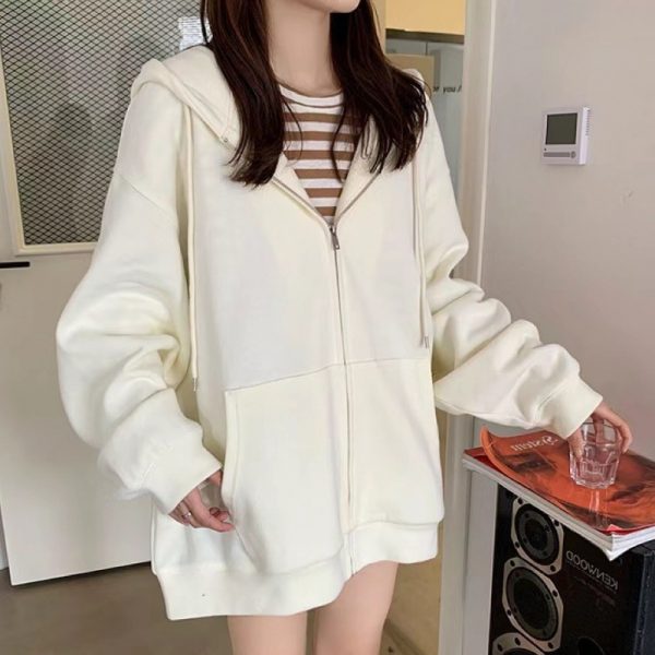 Sweater Coat For Women Spring And Autumn Outer Wear Loose And Idle Printed Hooded - Image 4