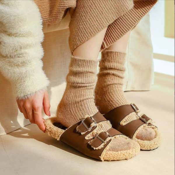 Pure Color All-matching Thickened Thermal Middle Tube Wool Socks Children - Image 4