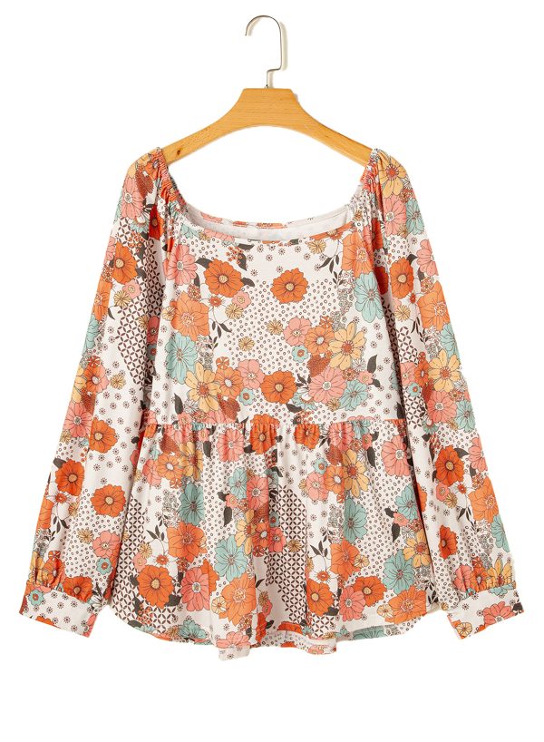 Women's Casual Loose Floral Printed Square Collar Chiffon Shirt - Image 6