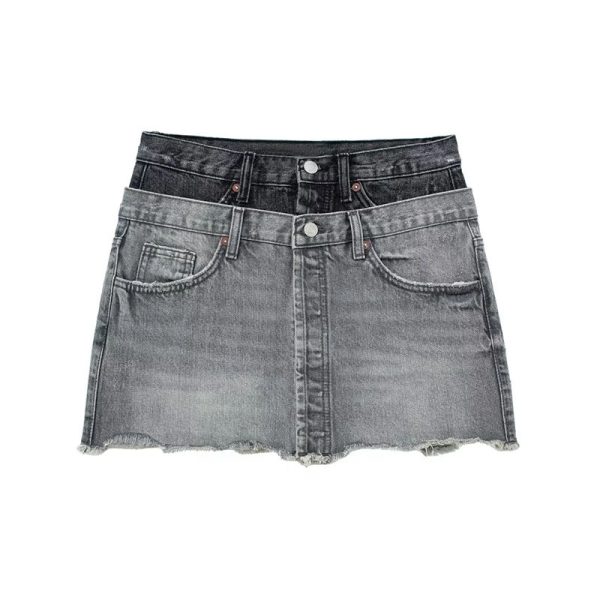 Women's High Waist A- Line Cotton Denim Skirt - Image 6