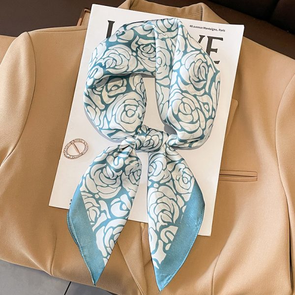 Classic Style Printed Silk Warm Shawl Decorative Hair Band Scarf - Image 4