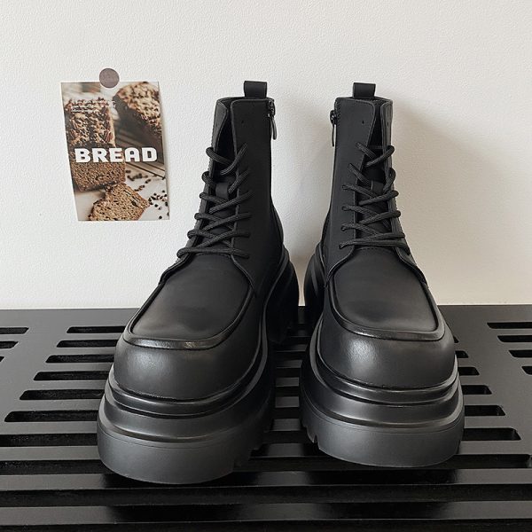 Height Increasing 7CM Lace-up Platform High-top Casual Martin Boots - Image 4