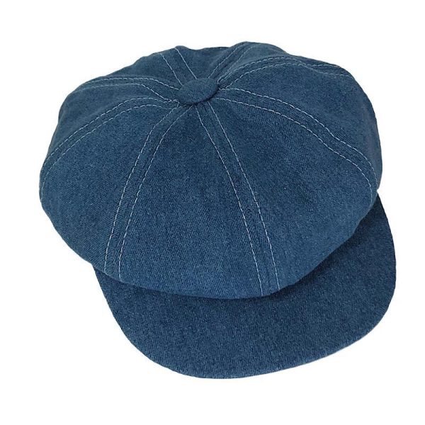 Dark Blue Denim Octagonal Cap Sun Protection - Image 5