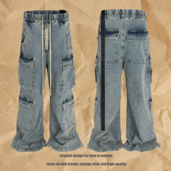 High Street RO Style Multi-pocket Workwear Mop Jeans - Image 3