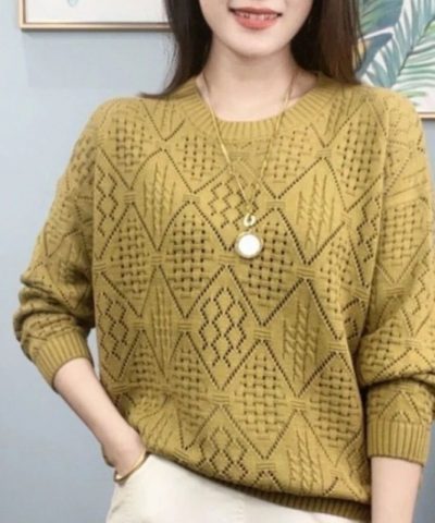 Loose Western Style Hollow Knitted Sweater