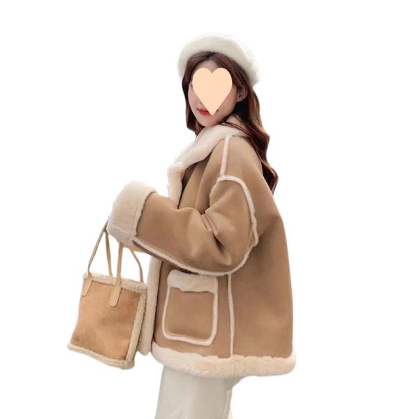 Women's Korean Suede Motorcycle Clothing Berber Fleece Coat - Image 5