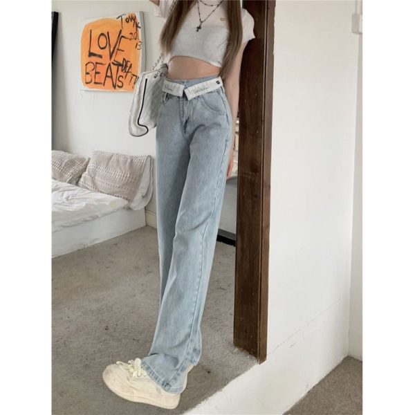 High Waist Wide Leg Pants Flanging Waist Jeans - Image 4