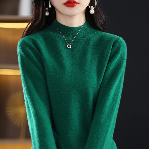 Loose Slimming Thickened New Wool Women's Half Turtleneck Knitted Sweater - Image 6