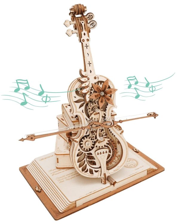 Robotime ROKR Magic Cello Mechanical Music Box Moveable Stem Funny Creative Toys For Child Girls 3D Wooden Puzzle AMK63 - Image 3