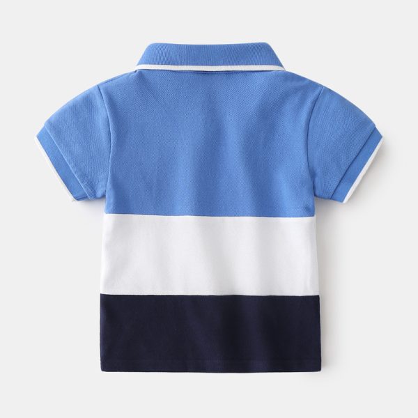 Boys Color Block Lapel Tops Korean Children's Clothing Boys Embroidered Shirts Baby Summer Trends - Image 3