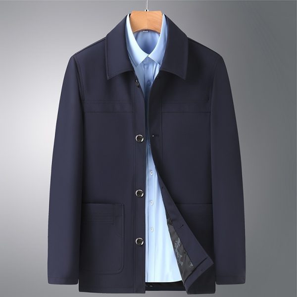 Plus Size Jacket Men's Middle-aged And Elderly Turn-down Collar Coat - Image 2