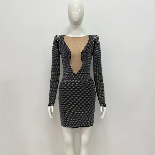 Sexy Rhinestone Bandage One-piece Dress Cross Border Foreign Trade Sexy Tight - Image 2