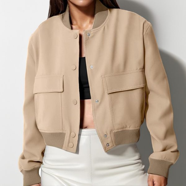 Stand Collar Large Pocket Women's Jacket Coat - Image 8