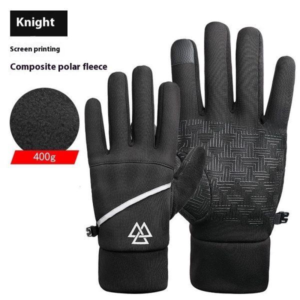 Winter Fleece-lined Thermal And Windproof Riding Leather Gloves - Image 8