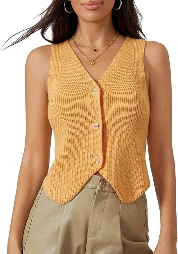 European And American Spring And Summer Women's Knitted Vest Top V-neck - Image 8