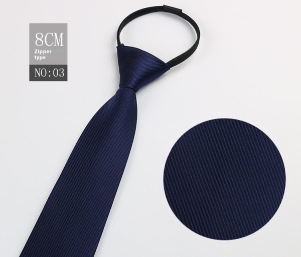 Black Men's Tie Striped Blue Business Tie Lazy Zip Tie In Stock Wholesale Pull Peels - Image 4