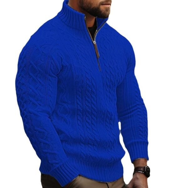 Men's Knitwear Half Zipper Coat Solid Color Twisted Thickened Sweater - Image 5