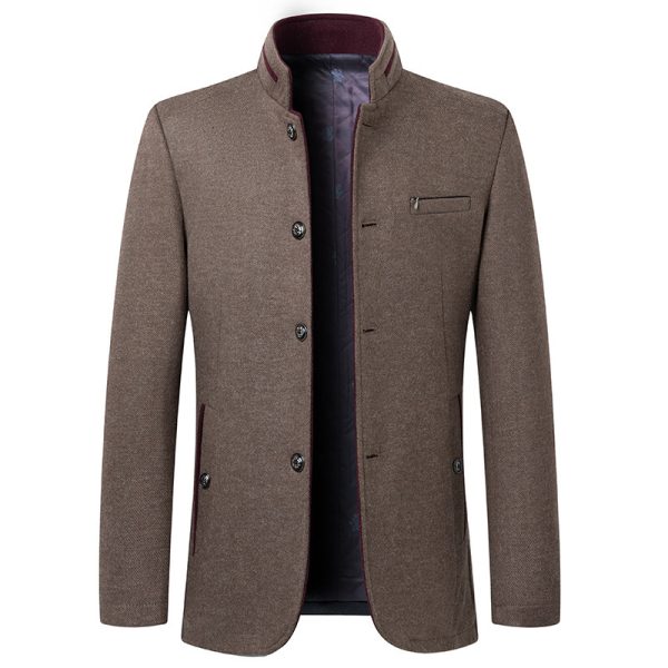 Business Stand Collar Woolen Coat - Image 8