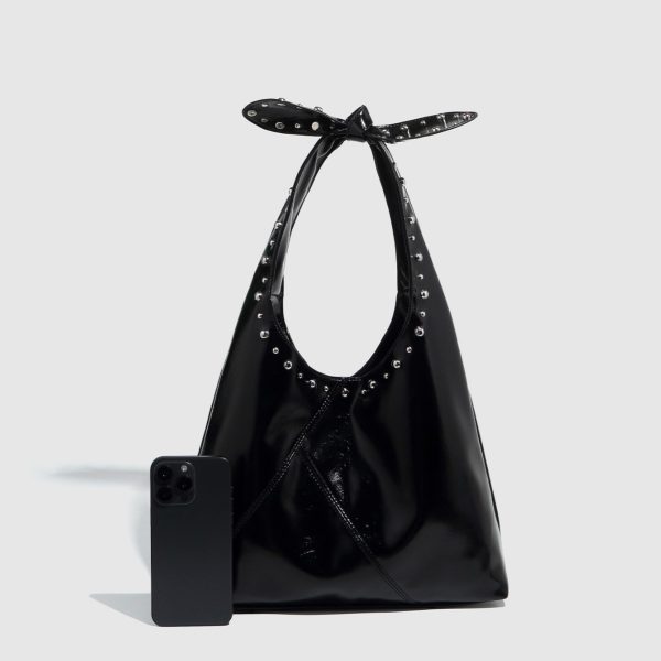 Tote Bag Rivet Bow Underarm Bag Women's Bucket Bag - Image 4