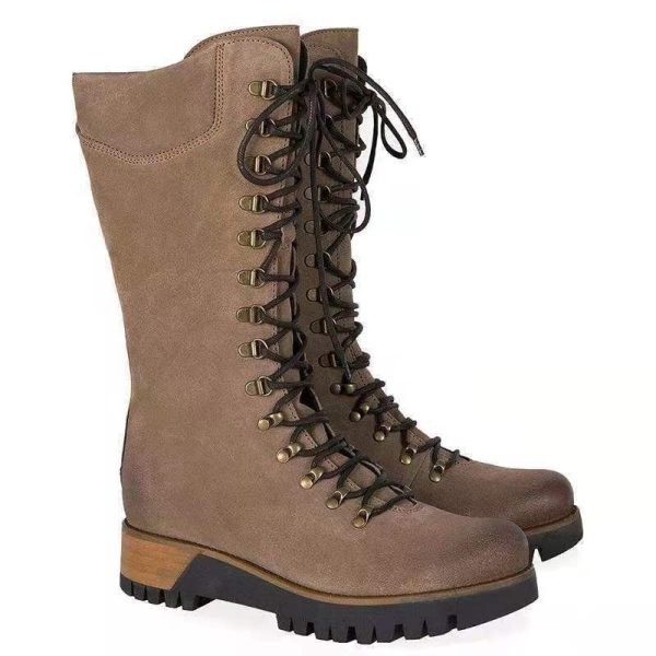 New Autumn And Winter Women's Shoes Plus Size Lace Up Mid Boots - Image 8