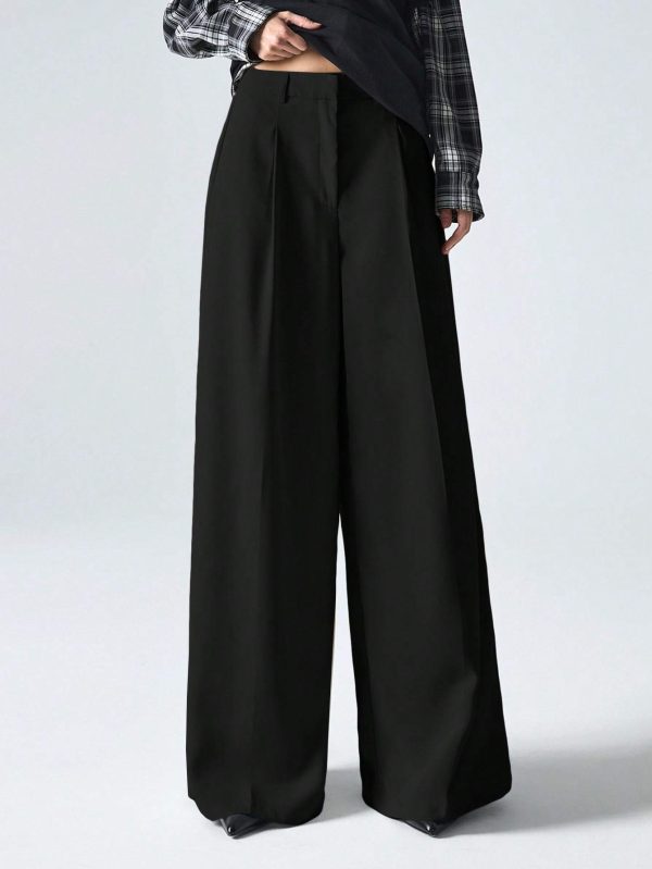 Minimalana Casual Versatile Solid Color High Waisted Wide Leg Pants - Image 5