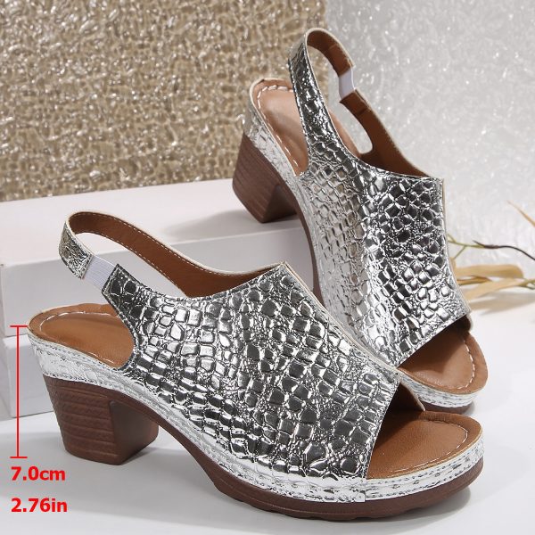 Women's Plus Size Thick Bottom Chunky Heel Wedge Sandals - Image 8