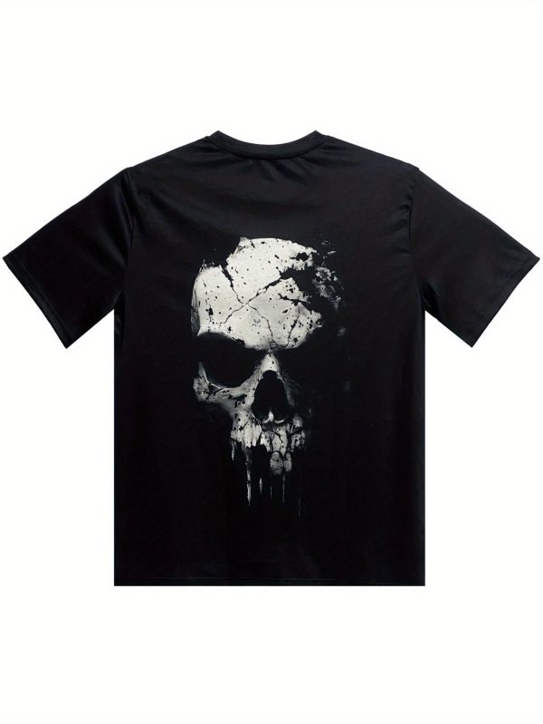 A Novel And Cool Top For Men To Wear Outdoors In Summer, Featuring A 3D Digital Shattered Skull Pattern And A Round Neck Short Sleeved T-shirt - Image 2