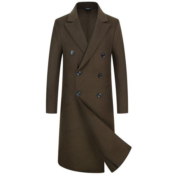 Woolen Coat Trench Coat Double Breasted Long Below The Knee - Image 3