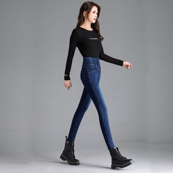 Elastic Waist High Waist Jeans For Women Spring And Autumn - Image 4