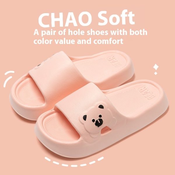 Cute Bear Home Slippers Summer Fashion Thick Bottom Non-slip Bathroom Slipper Women Men Couples Shoes - Image 5