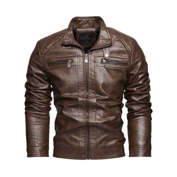 Personalized Trendy Pocket Pu Leather Coat Trendy Men Leather Jacket - Image 6