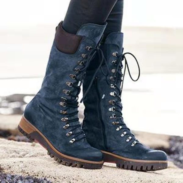 New Autumn And Winter Women's Shoes Plus Size Lace Up Mid Boots - Image 7