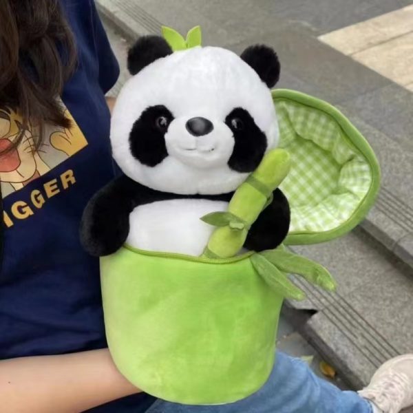 Simulated Bamboo Tube Flower Panda Pillow - Image 2