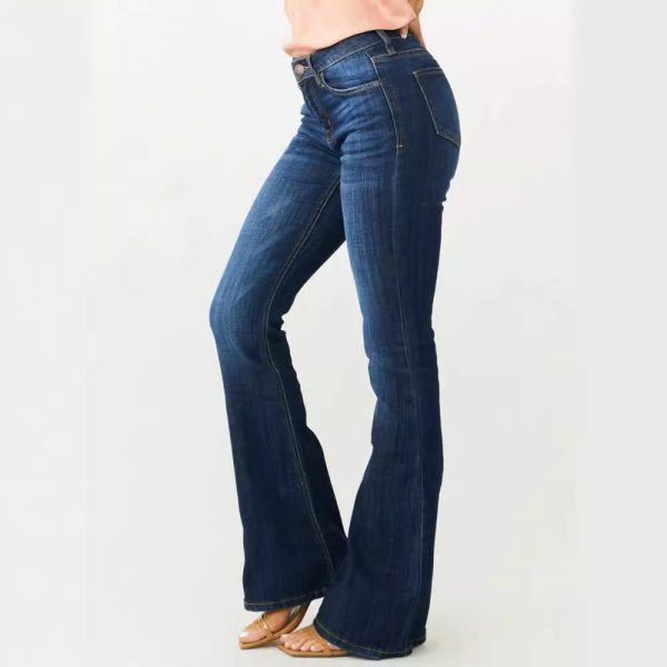 Ladies Mid Waist Slim-fit Stretch Flared Jeans - Image 3